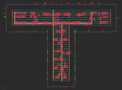 T-shaped die with pins